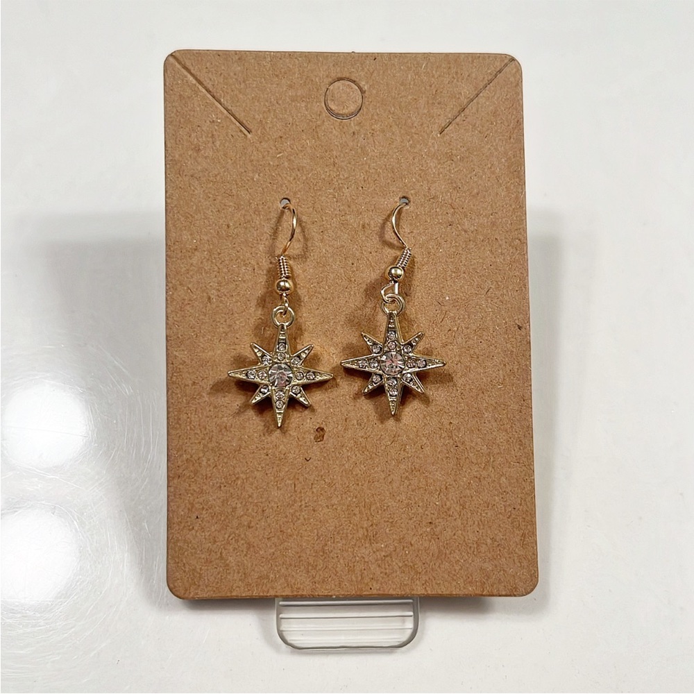 Goldtone Star Shaped Dangle Earrings
